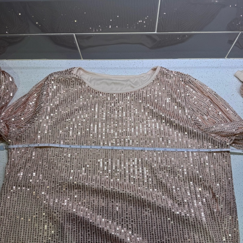 SHEIN - Champagne Sequin Long Sleeve Top - size M - NWOT - Picture 14 of 16